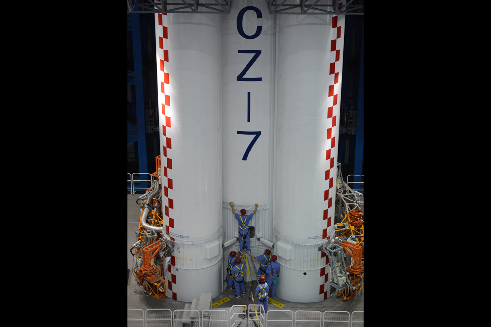 長征七號火箭最后檢測。（來源：中國航天科技集團公司）