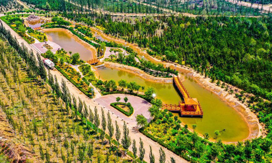 經過幾代人的努力，準能集團獲批“國家礦山公園”建設資格，入選全國綠色礦山名錄。圖為礦區森林中的游園。