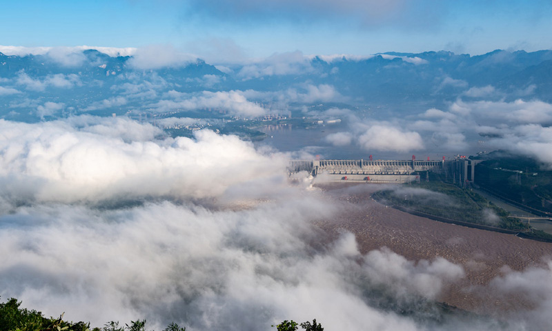 圖為7月27日拍攝的長江三峽樞紐工程。新華社發（鄭家裕 攝）