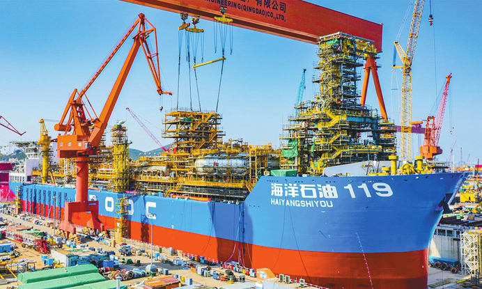 “海洋石油119”FPSO陸地建造到了沖刺階段。